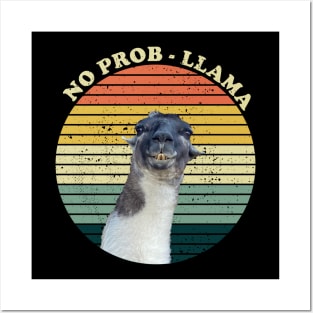 Cute Alpaca No Prob LLAMA Vintage Lama Retro Alpaca Gift Posters and Art